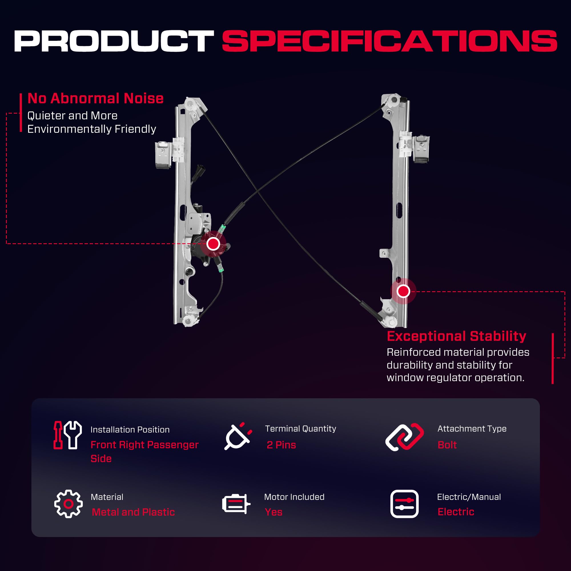 XIMAKA window regulator for GMC Sierra and Chevrolet Silverado, front passenger side