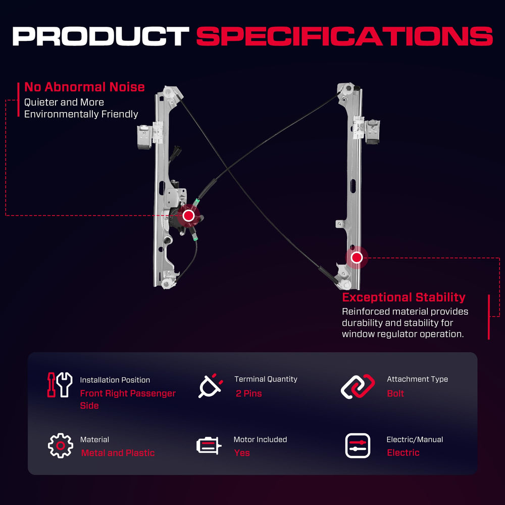 XIMAKA window regulator for GMC Sierra and Chevrolet Silverado, front passenger side