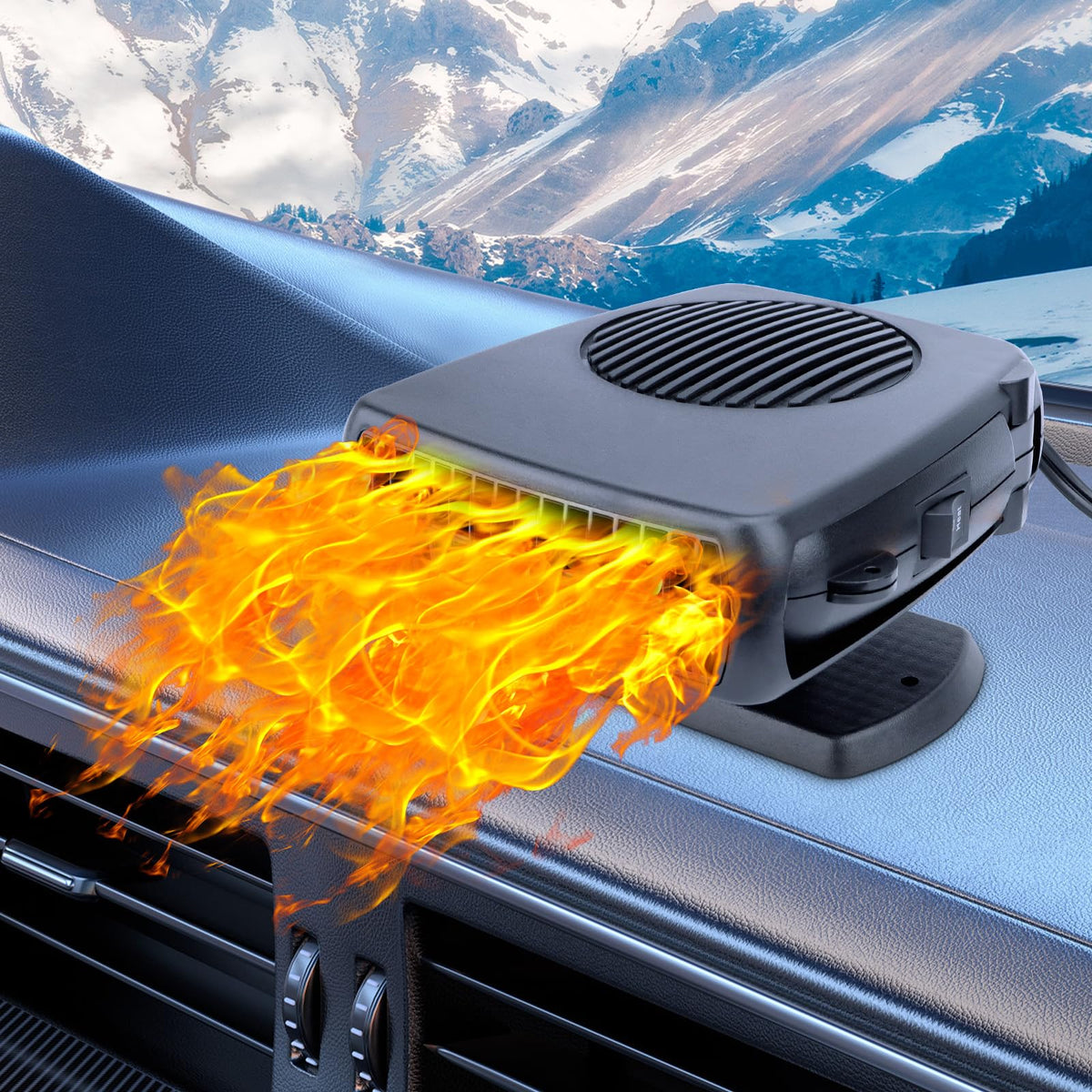 Xximuim 12V car heater front view delivers quick warmth in cold mornings.