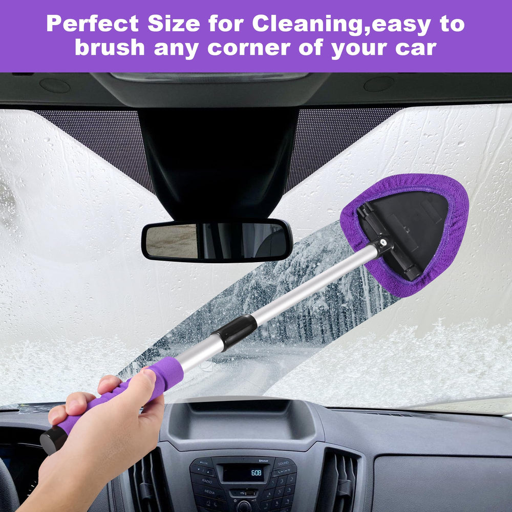 Pivoting head of XINDELL cleaner reaching deep corners of glass