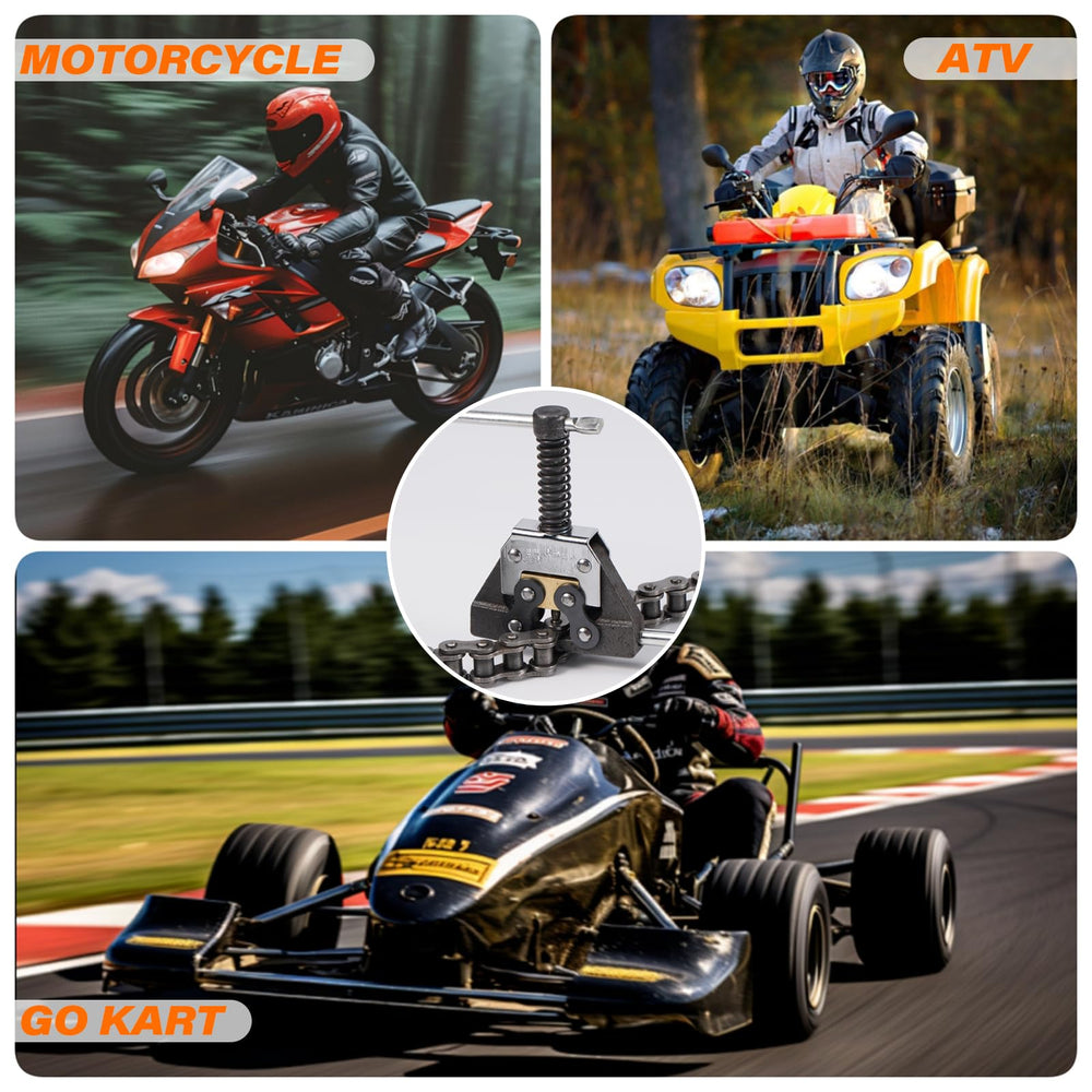 Detacher in use on motorcycle chains for fast maintenance