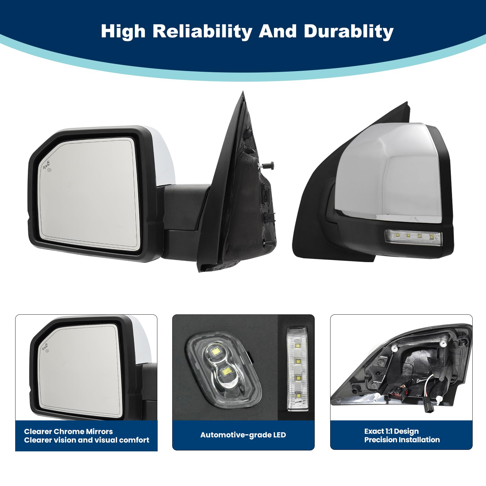 Xingsichuang heated mirror provides quick defrost during cold weather.