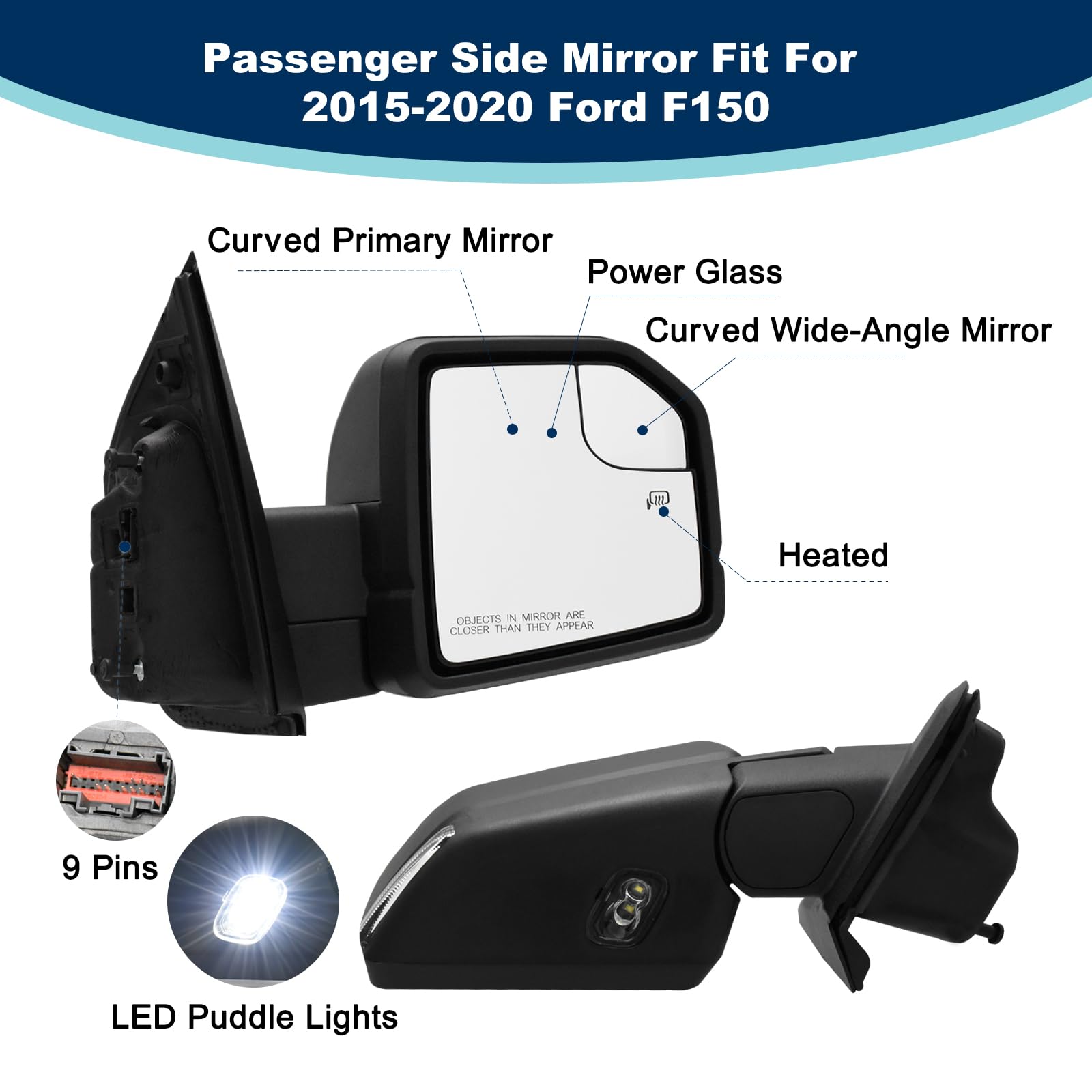 Xingsichuang heated mirror with power glass for Ford F-150 enhances quick adjustments