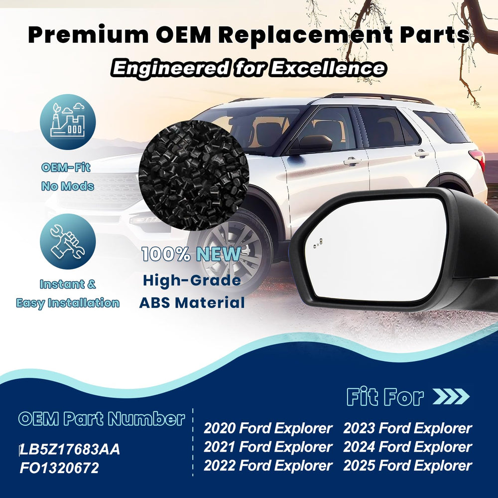 Xingsichuang mirror with power glass and manual folding features for Explorer