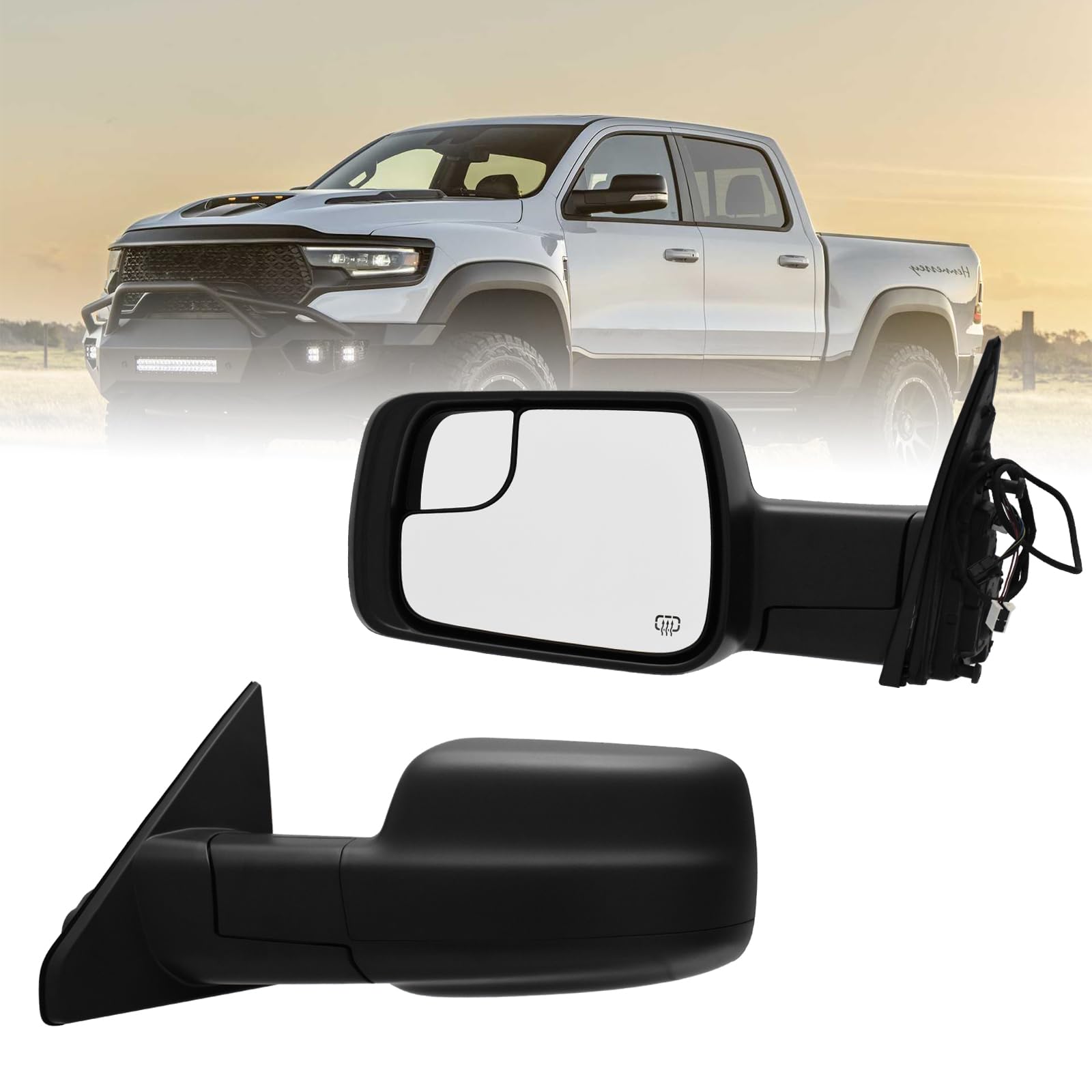 Xingsichuang Ram 1500 left side mirror, direct-fit replacement for quick installation.