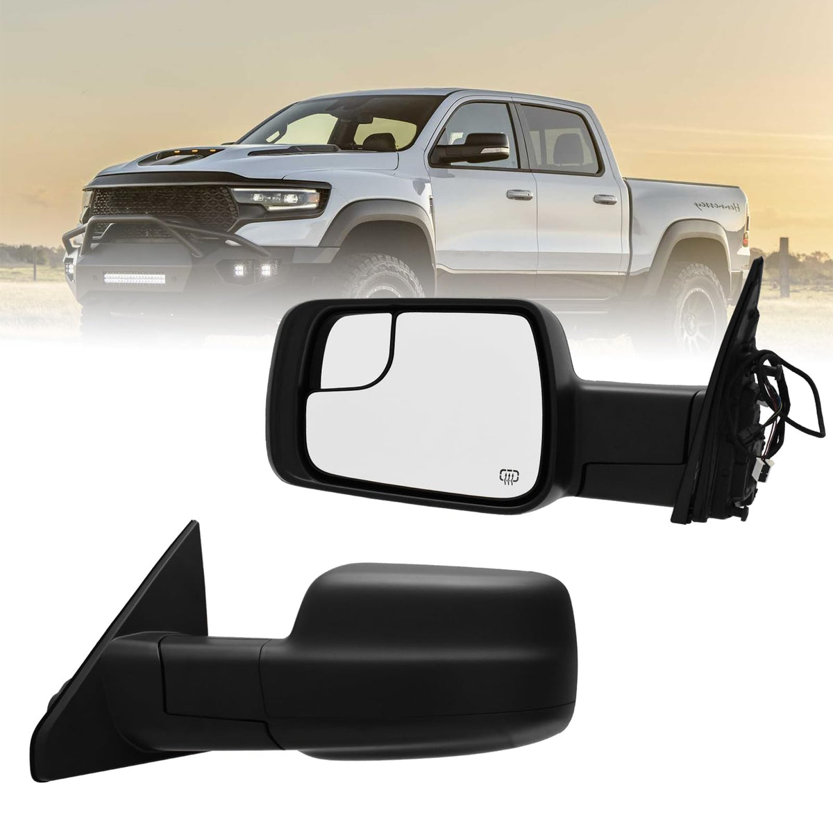 Xingsichuang Ram 1500 left side mirror, direct-fit replacement for quick installation.