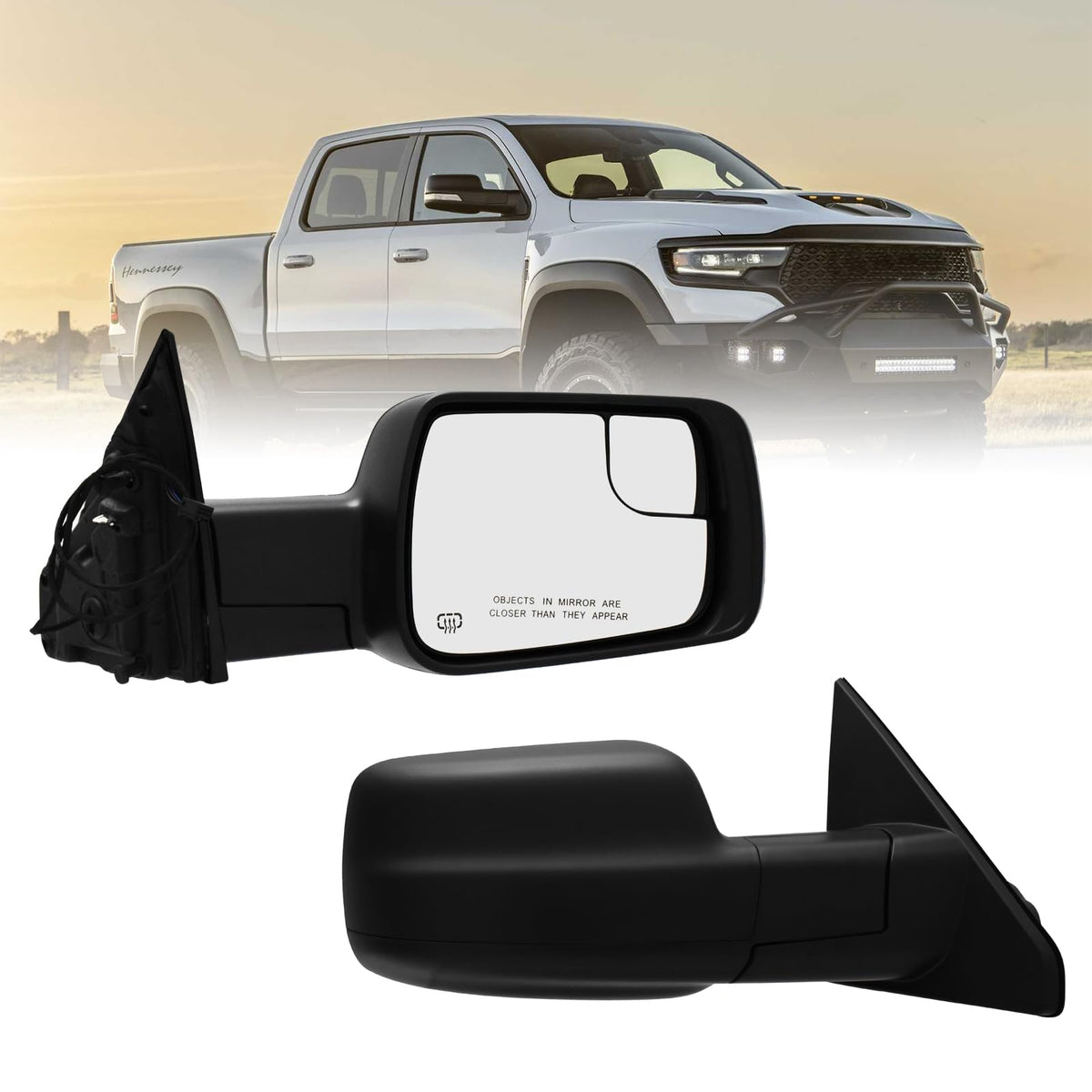 Xingsichuang Ram 1500 right side mirror assembly close-up for replacement