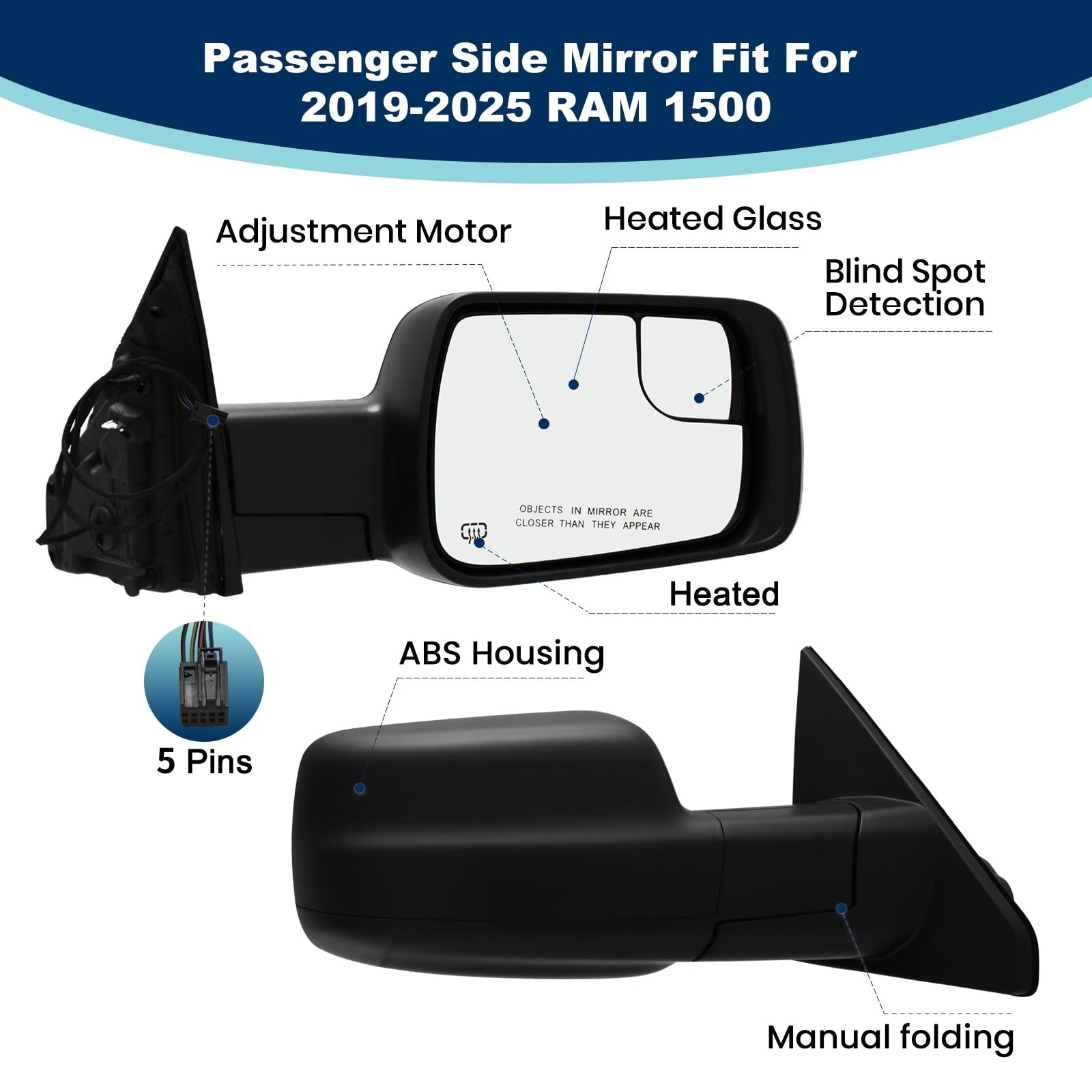 Xingsichuang Ram 1500 right mirror back view for fit confirmation