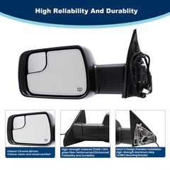 Xingsichuang Ram 1500 left mirror, close-up with connector, supports 8+6 pin layout.
