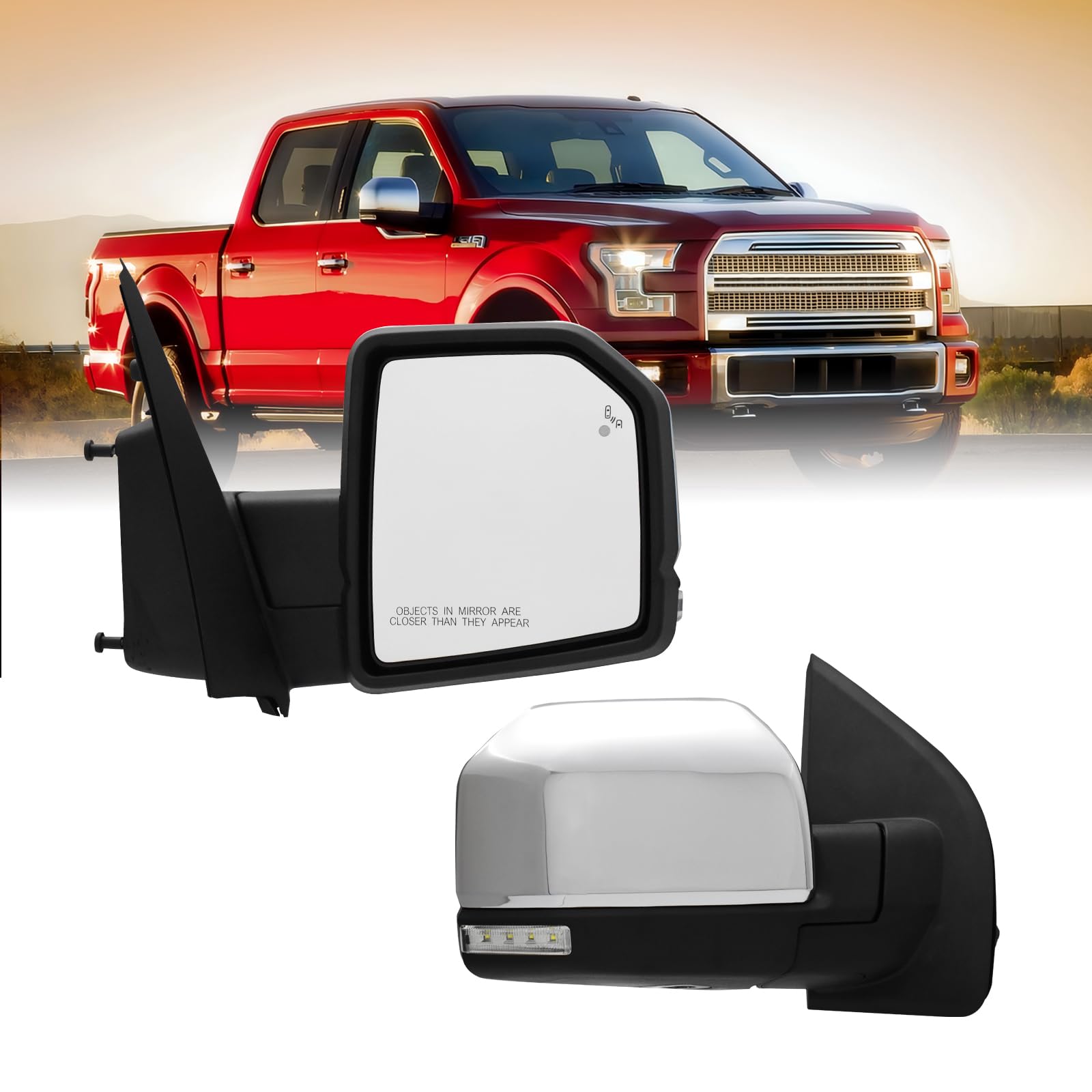 Xingsichuang right passenger side mirror for Ford F-150 with chrome finish improves visibility