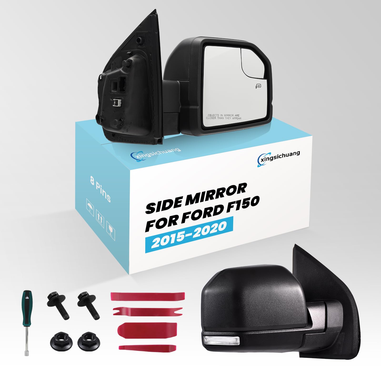 Xingsichuang right passenger side mirror for Ford F-150 with turn signal