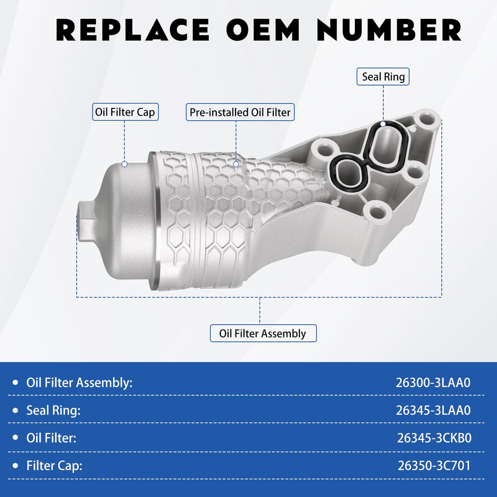 XINLIN 26300-3LAA0 aluminum oil filter housing engine-installation view