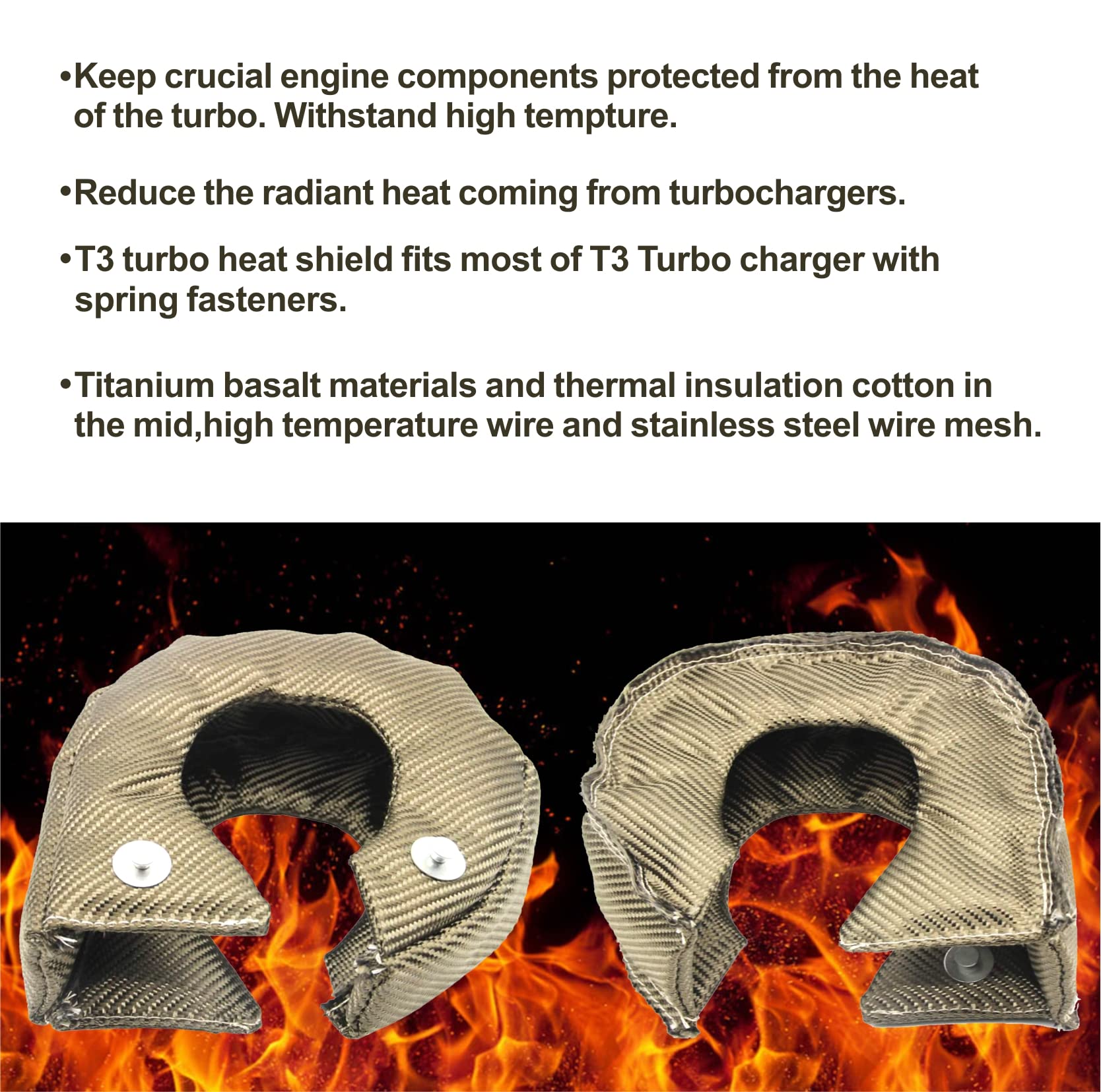 XINPENGLIU T3 Turbo Blanket mounted on turbine housing demonstrates radiant heat protection