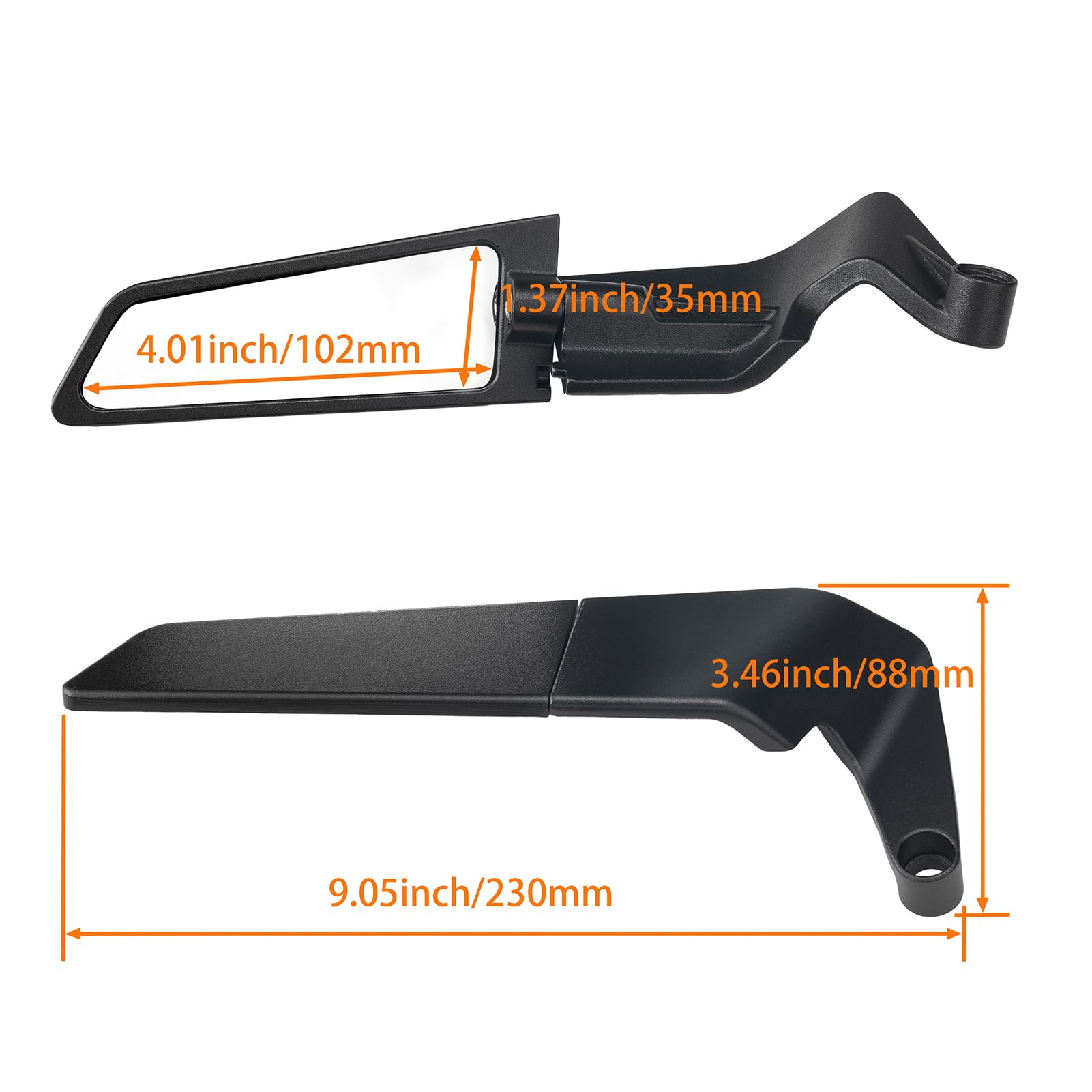 Xintre wind wing design mirror front view enhances aerodynamics and style.