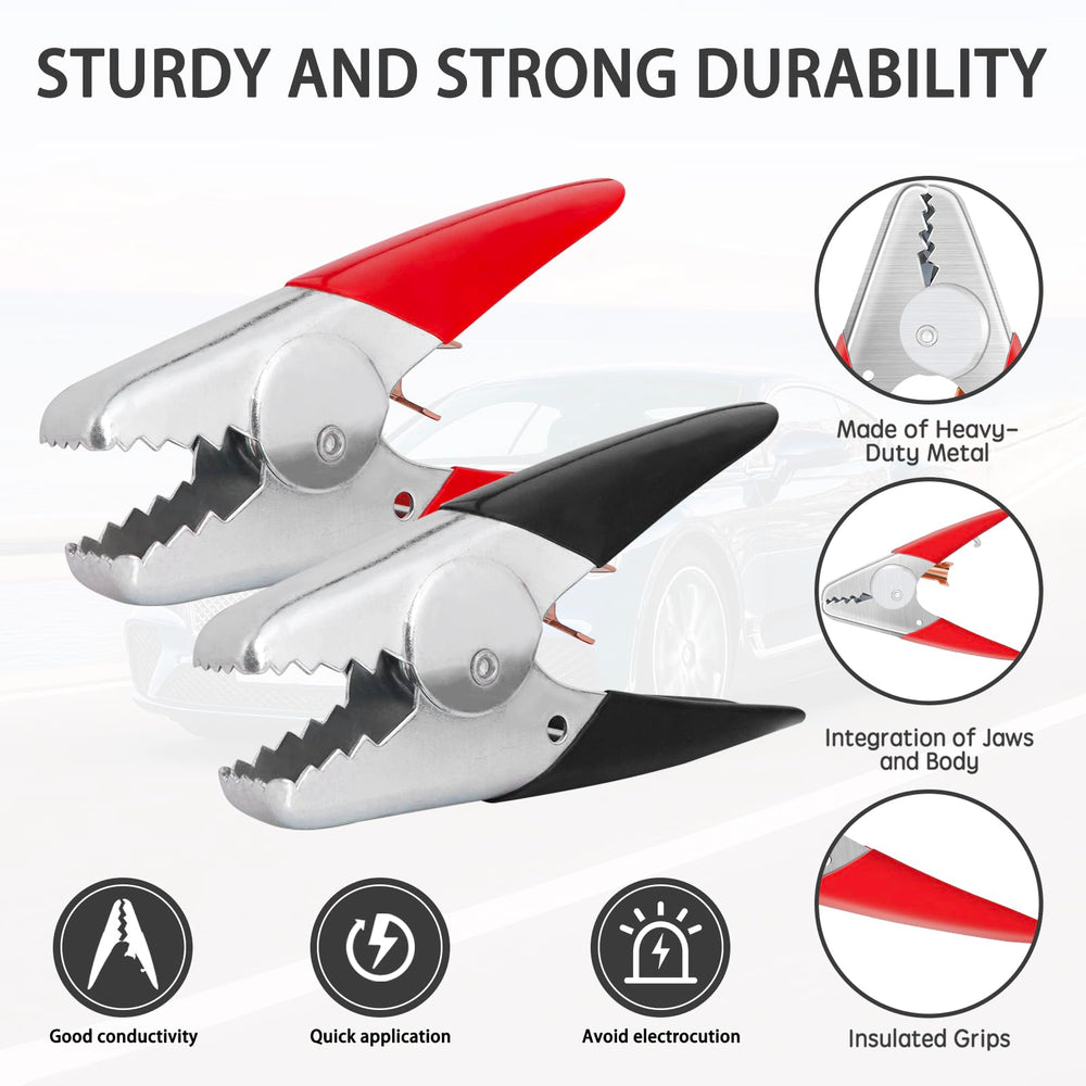 XIOGZAXI heavy-duty battery clamps with durable jaws for steady contact.