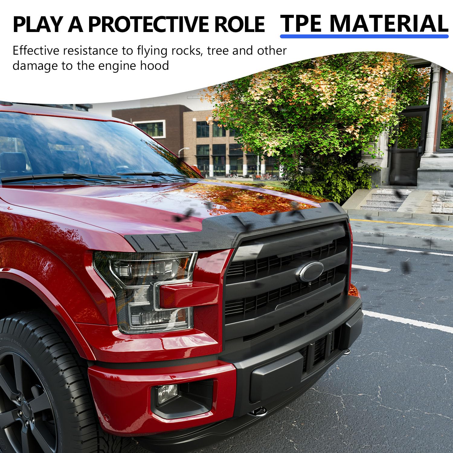 Xipoo Hood Deflector blocks stone spray protecting hood and windshield