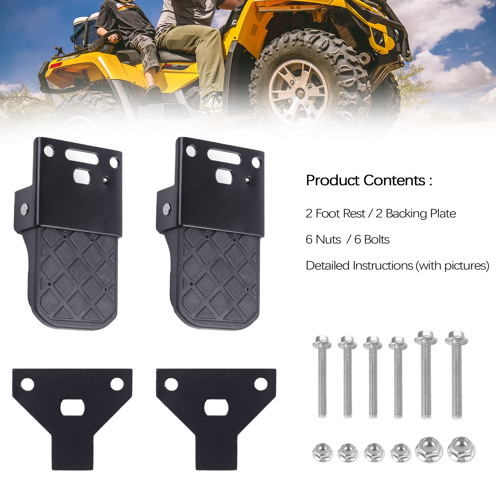 Xislet universal ATV foot rest mounted on rear fender for kid-friendly comfort.
