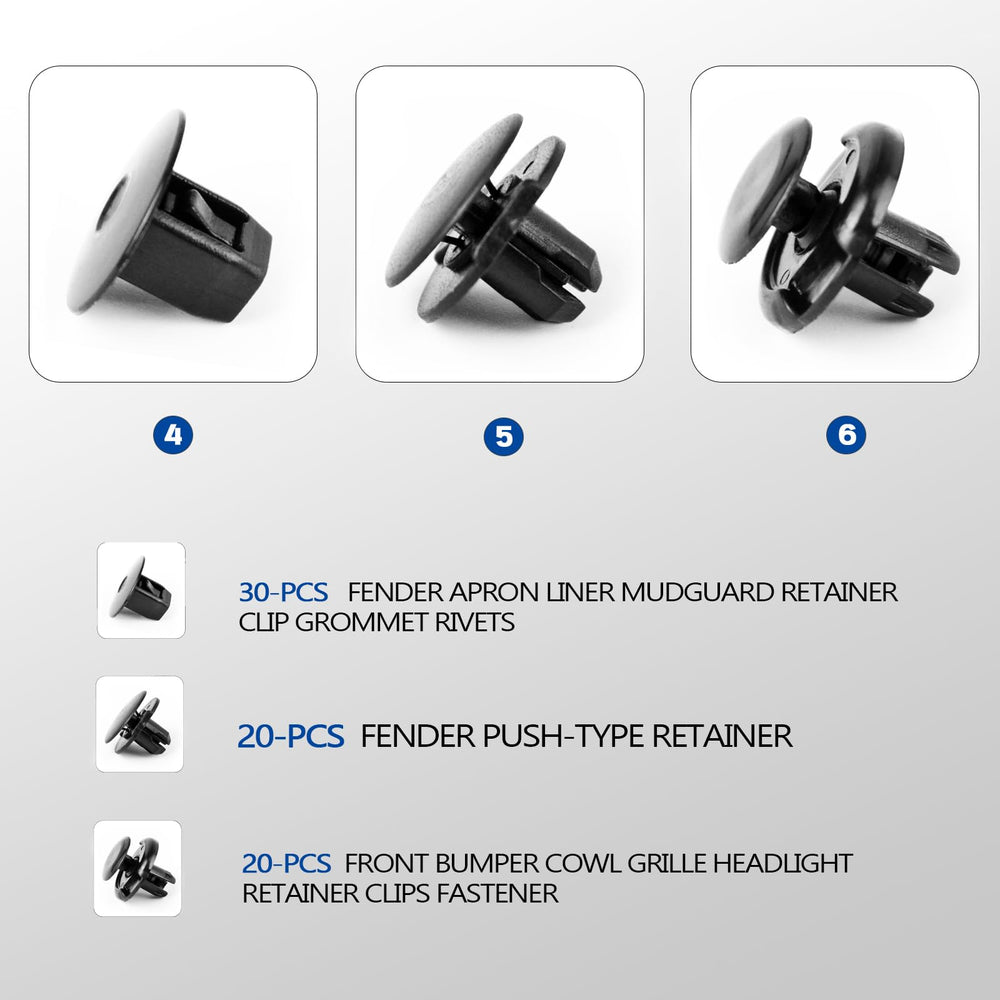 Xislet rear bumper cover fender clips designed for easy installation.