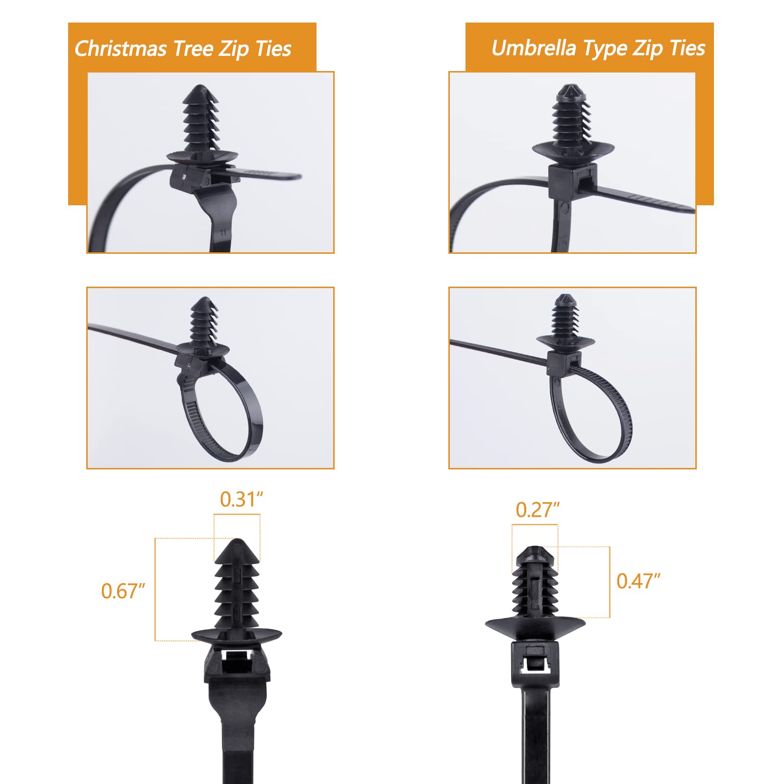 Xislet self-locking zip tie head ensures tight bundles with a simple push.