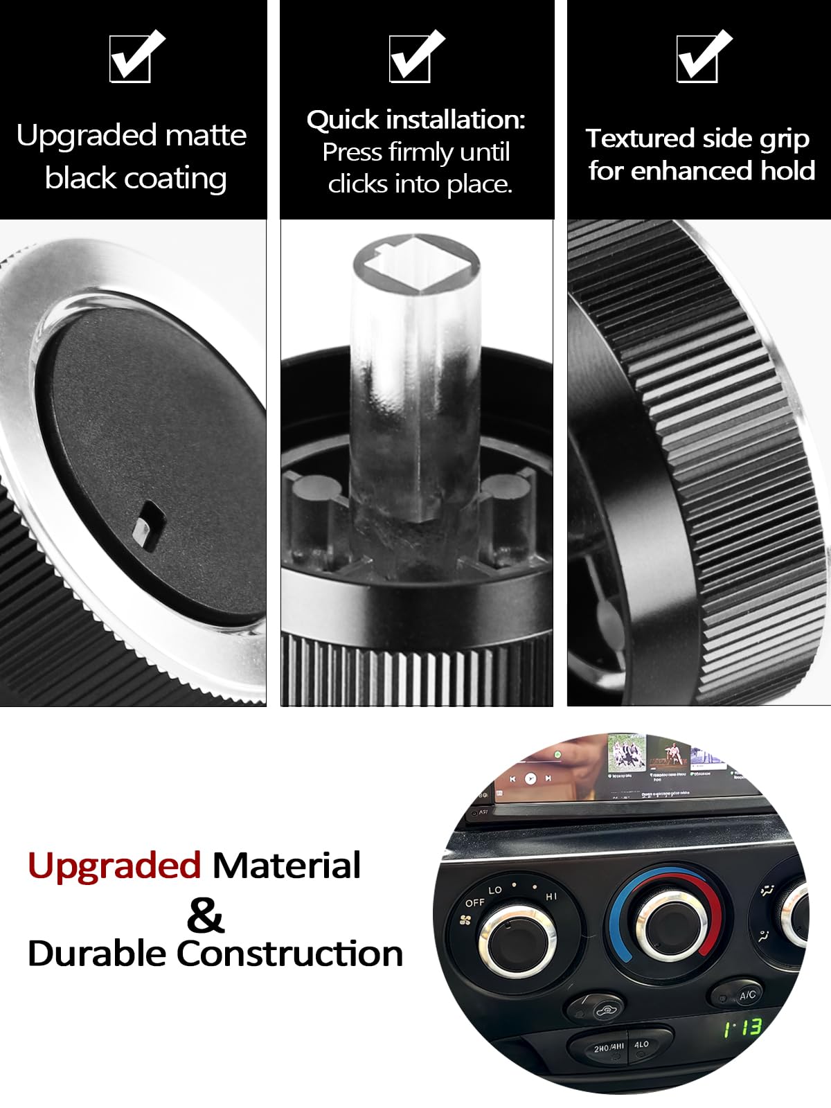 Xislet Tundra knobs with matte black finish resist fading and fingerprints.