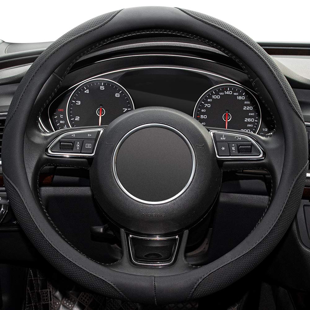 Xizopucy steering wheel cover anti-slip lines improve grip during irregular roads