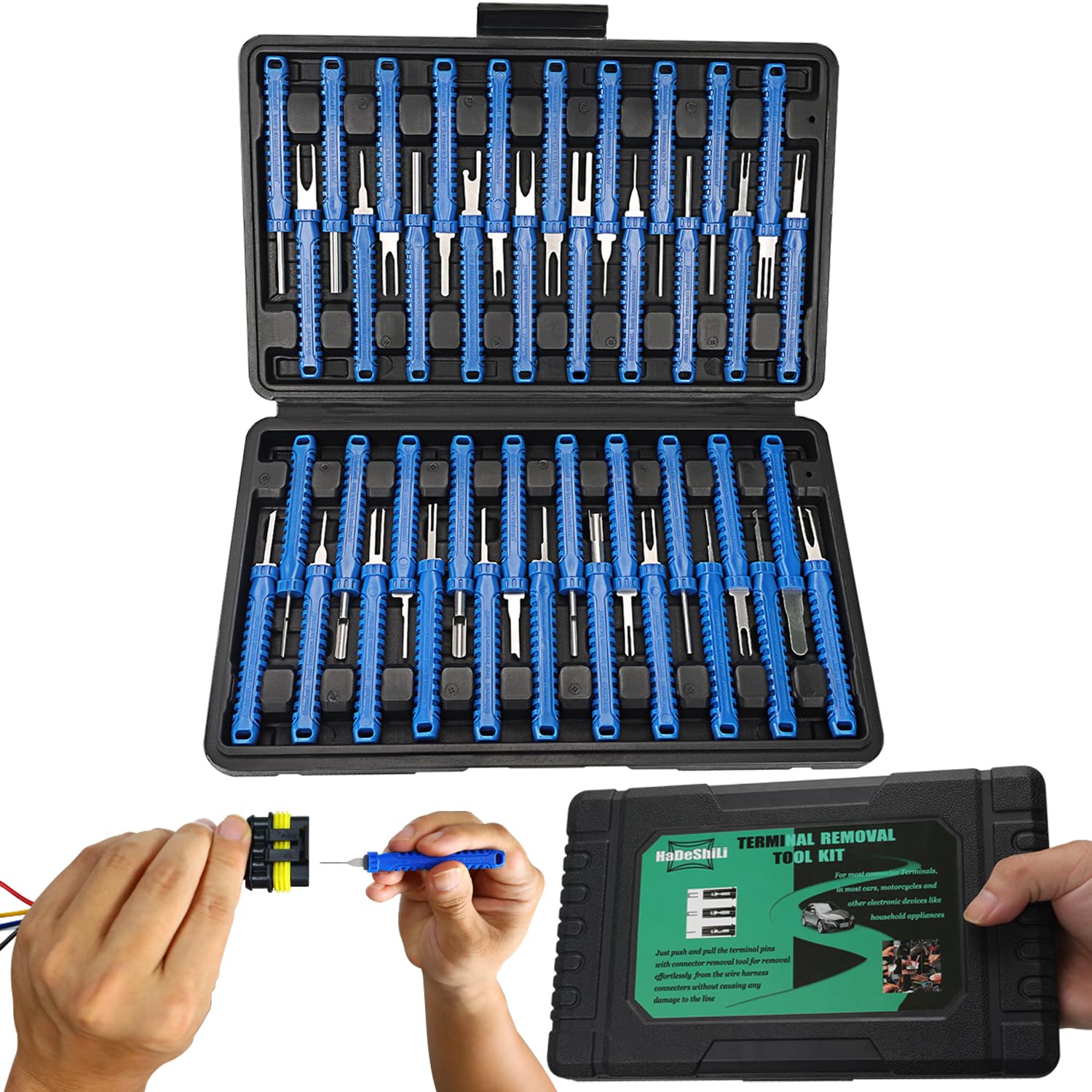 XLWJBES 41-piece pin removal tools kit enables versatile wiring repairs.