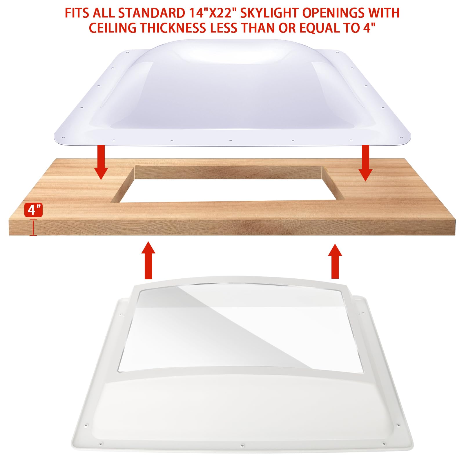 XMK RV skylight inner dome 14x22-4in designed for improved insulation and comfort.