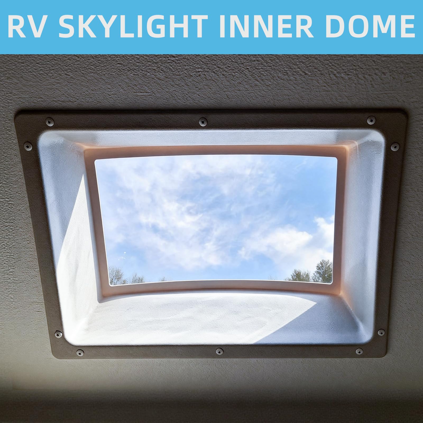 XMK inner dome white garnish provides clean, seamless look for RV shower skylights.