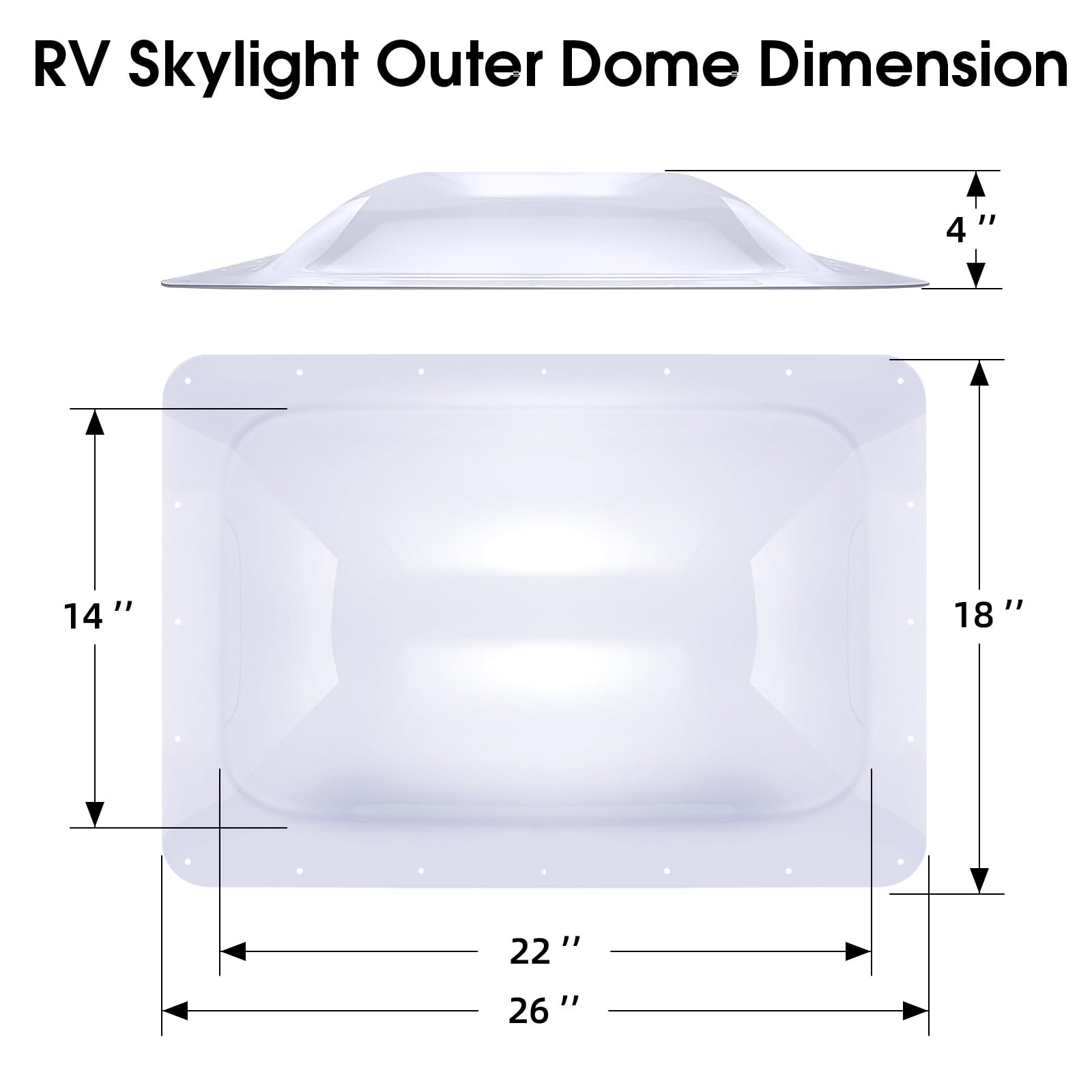 XMK RV skylight inner flange 16x23-7-8in ensures a tight seal.