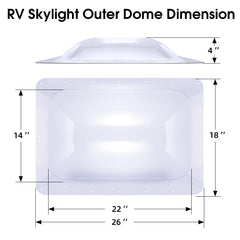XMK RV skylight inner flange 16x23-7-8in ensures a tight seal.