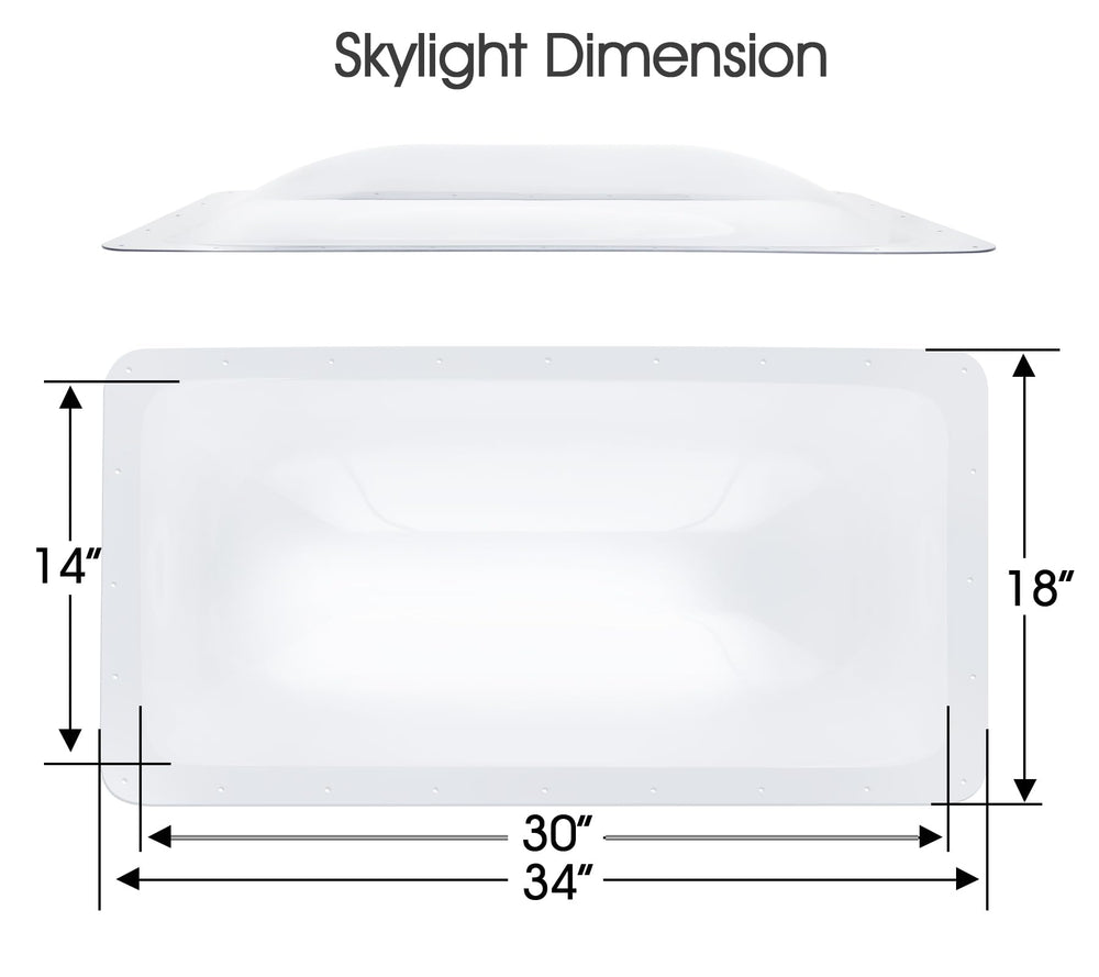 XMK tawny outer dome reduces glare while preserving sky view inside the RV.
