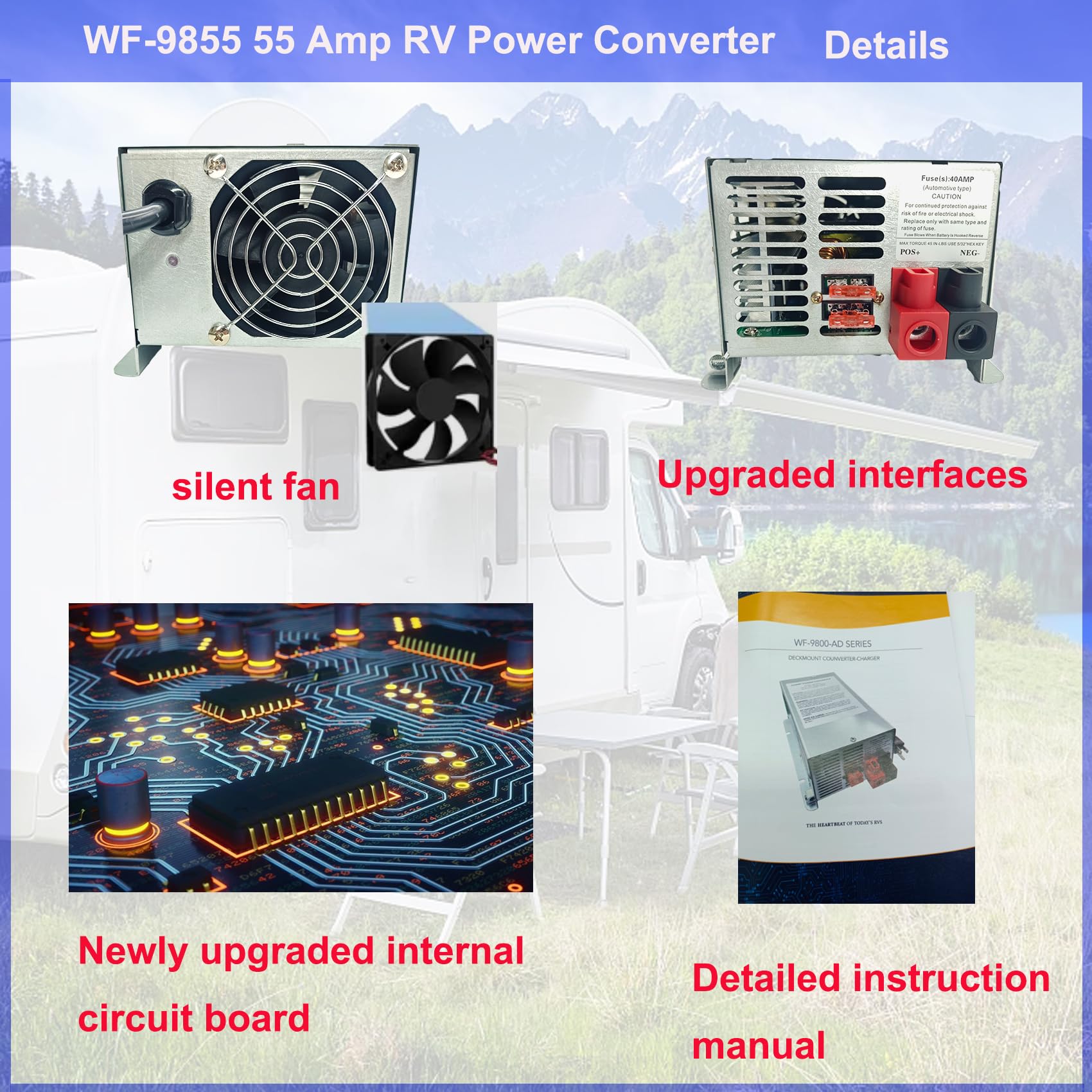 Xmnbl WF-9855 display panel with clear status indicators for monitoring