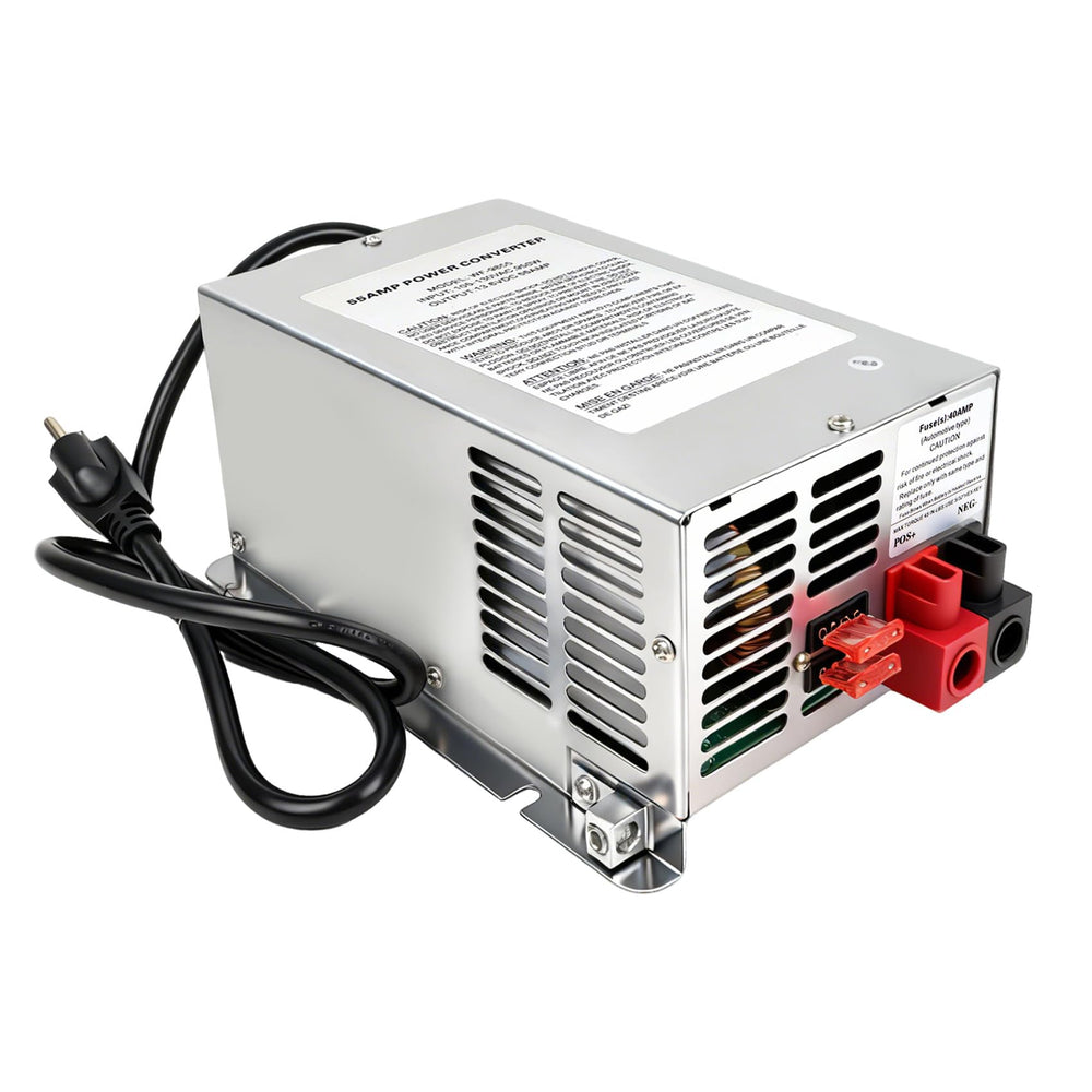 Xmnbl WF-9855 front view showing compact 55A RV power converter for steady power