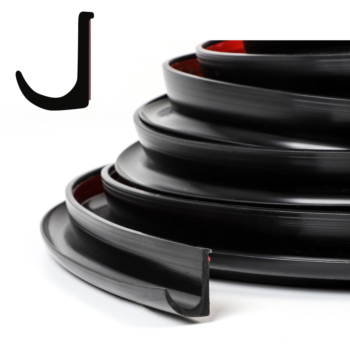 XmuxHai RV rain gutter J-shape 16ft black for reliable water diversion