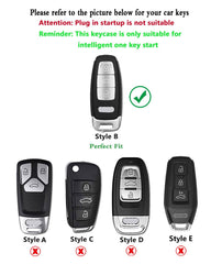 XMZAIMY Audi key fob cover mounted on a key fob highlighting snug fit.