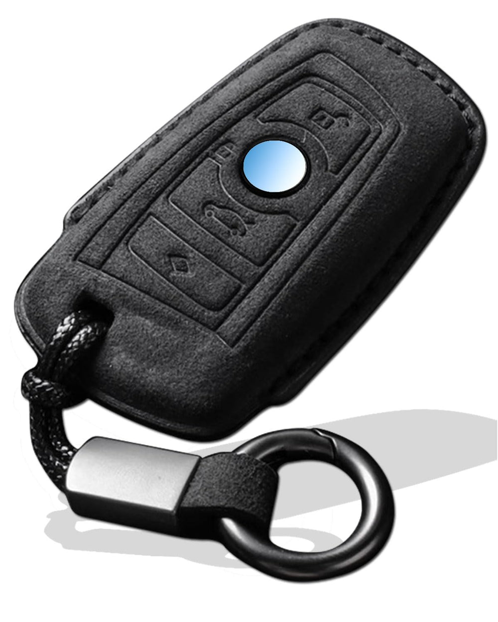 XMZAIMY BMW key fob cover suede black protects your key while adding luxury.