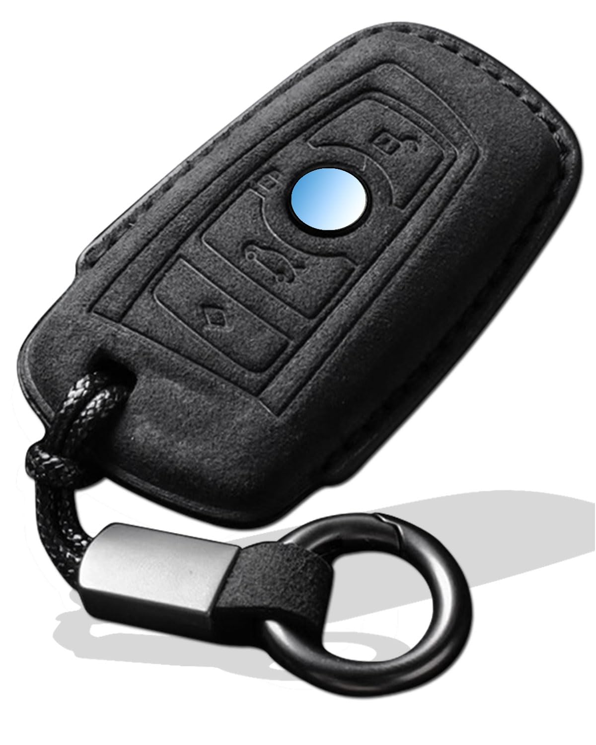 XMZAIMY BMW key fob cover suede black protects your key while adding luxury.