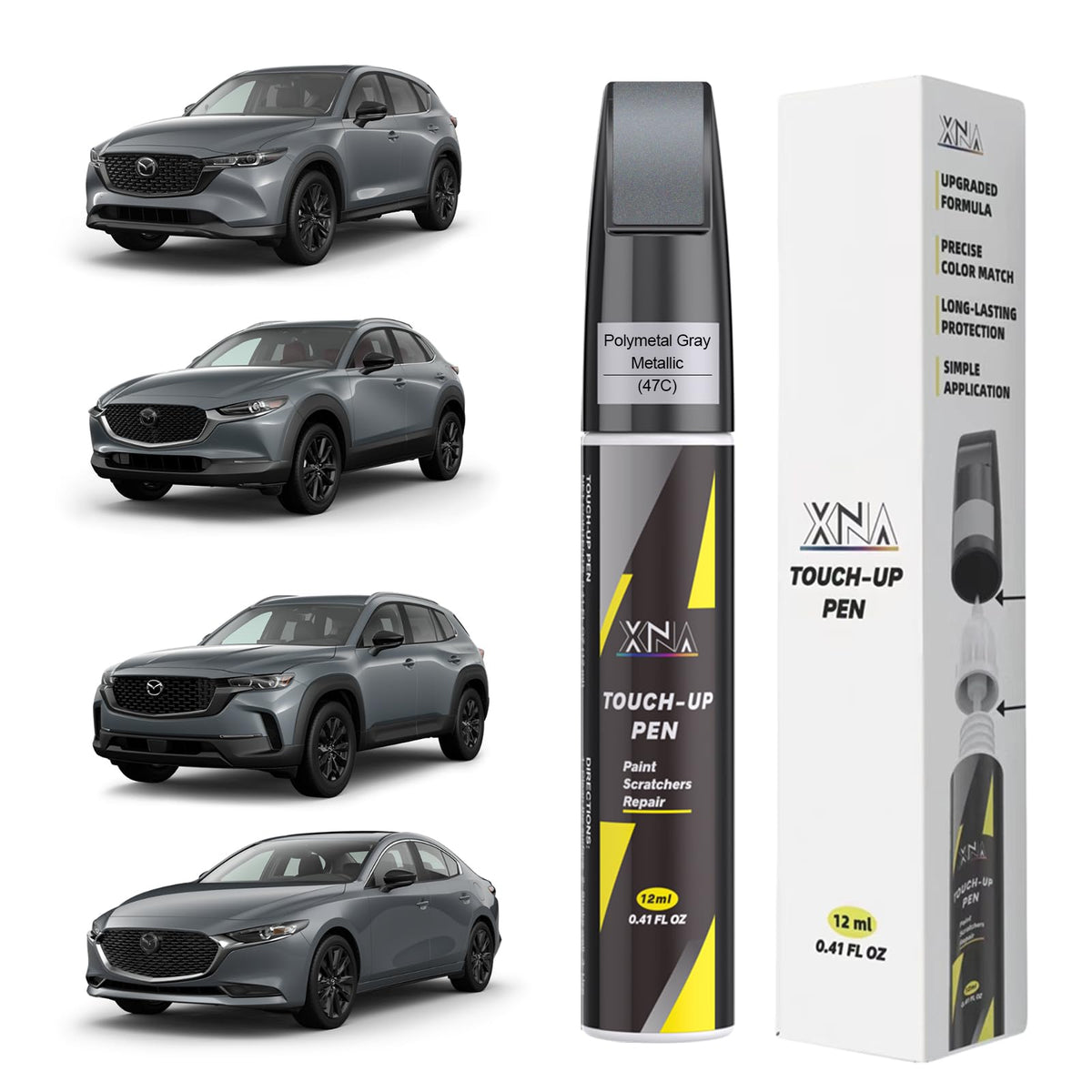 XNA Polymetal Gray 47C bottle for Mazda touch-ups with durable color repair.