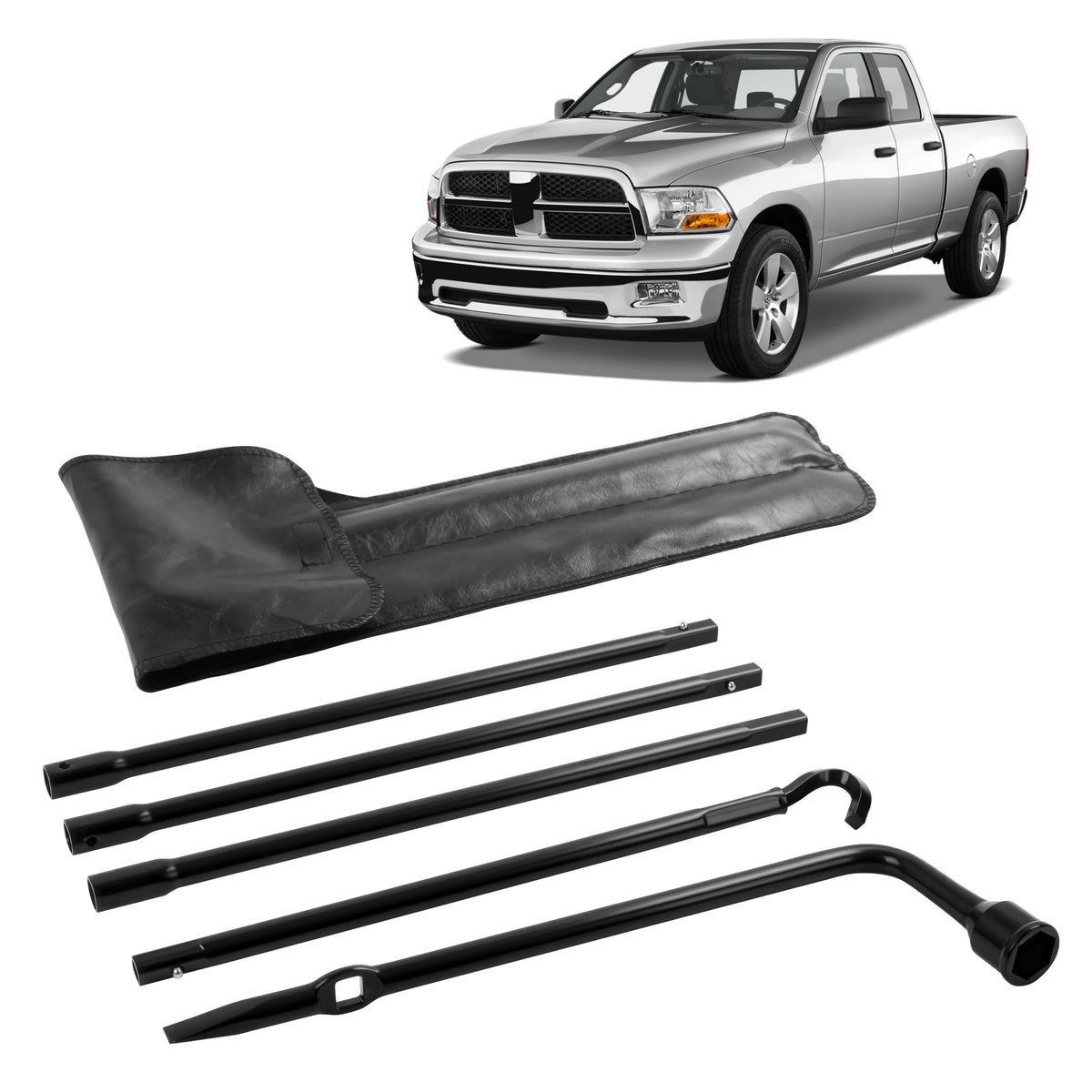 Xongjojo spare tire tool kit for Ram 1500, ready for roadside changes.