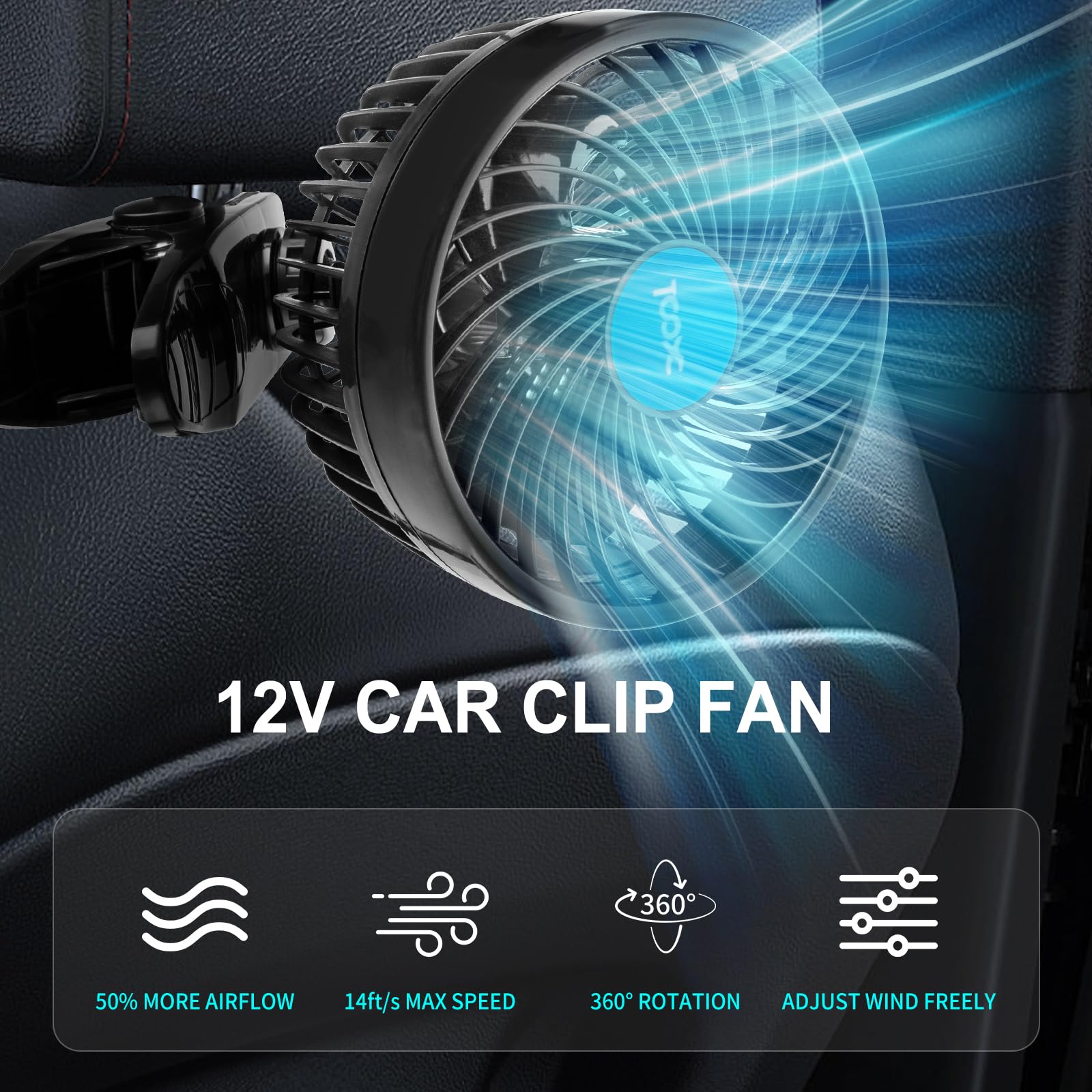 XOOL 360-degree tilt rotation view enabling flexible airflow to any seat