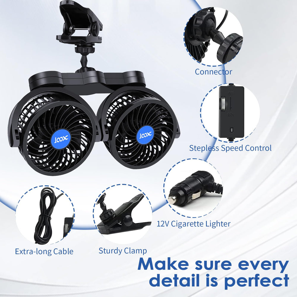 XOOL Clip Car Fan backseat-use ideal for family trips