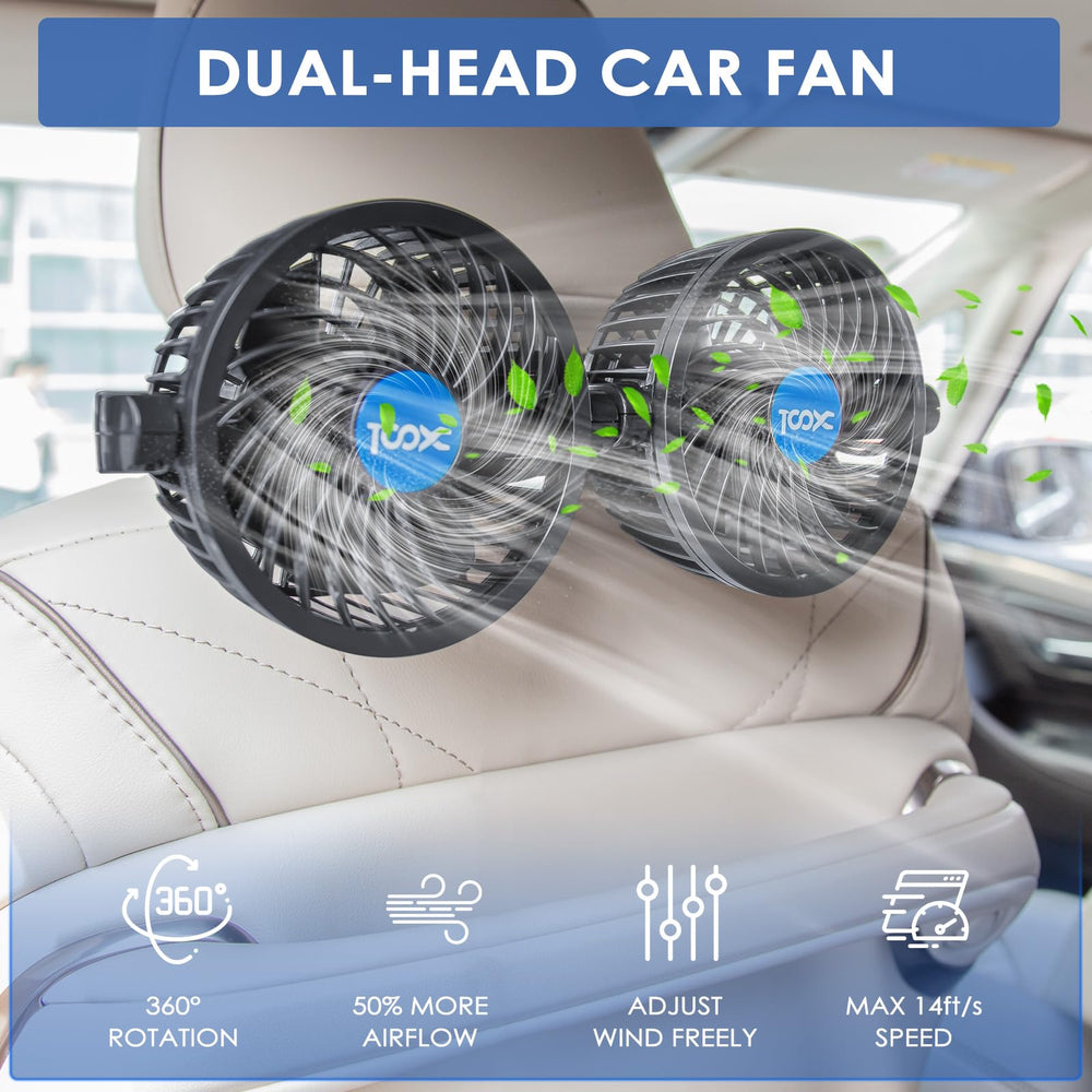 XOOL Clip Car Fan stepless speed control for precise comfort