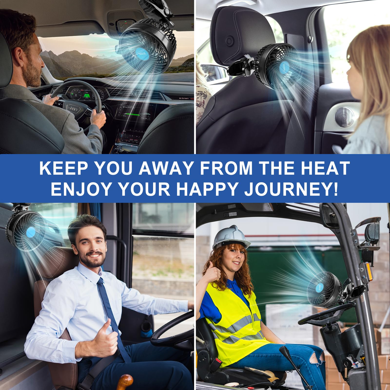 XOOL quiet operation car fan offers calm cabin ambiance under 50 dB