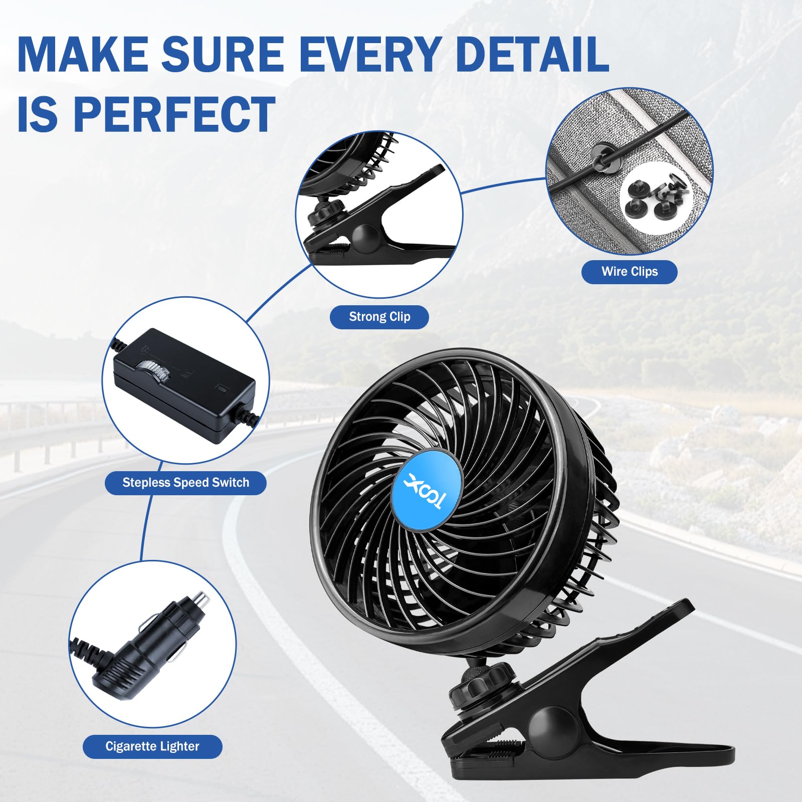 XOOL versatile use fan suitable for car stroller desk and camping