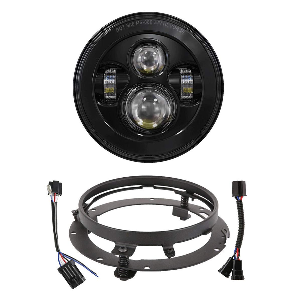XPCTD 7-inch LED headlight with bracket for touring bikes brightens night rides.