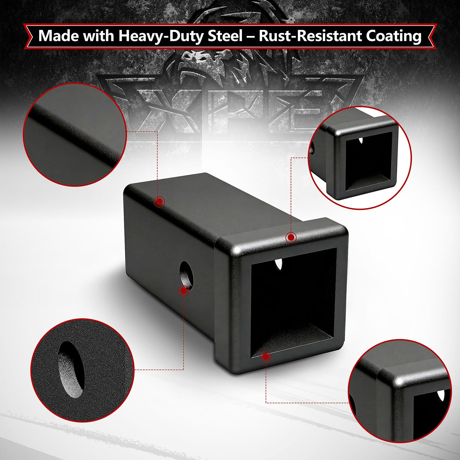 XPE 5/8-inch hitch pin hole pre-drilled for easy installation.