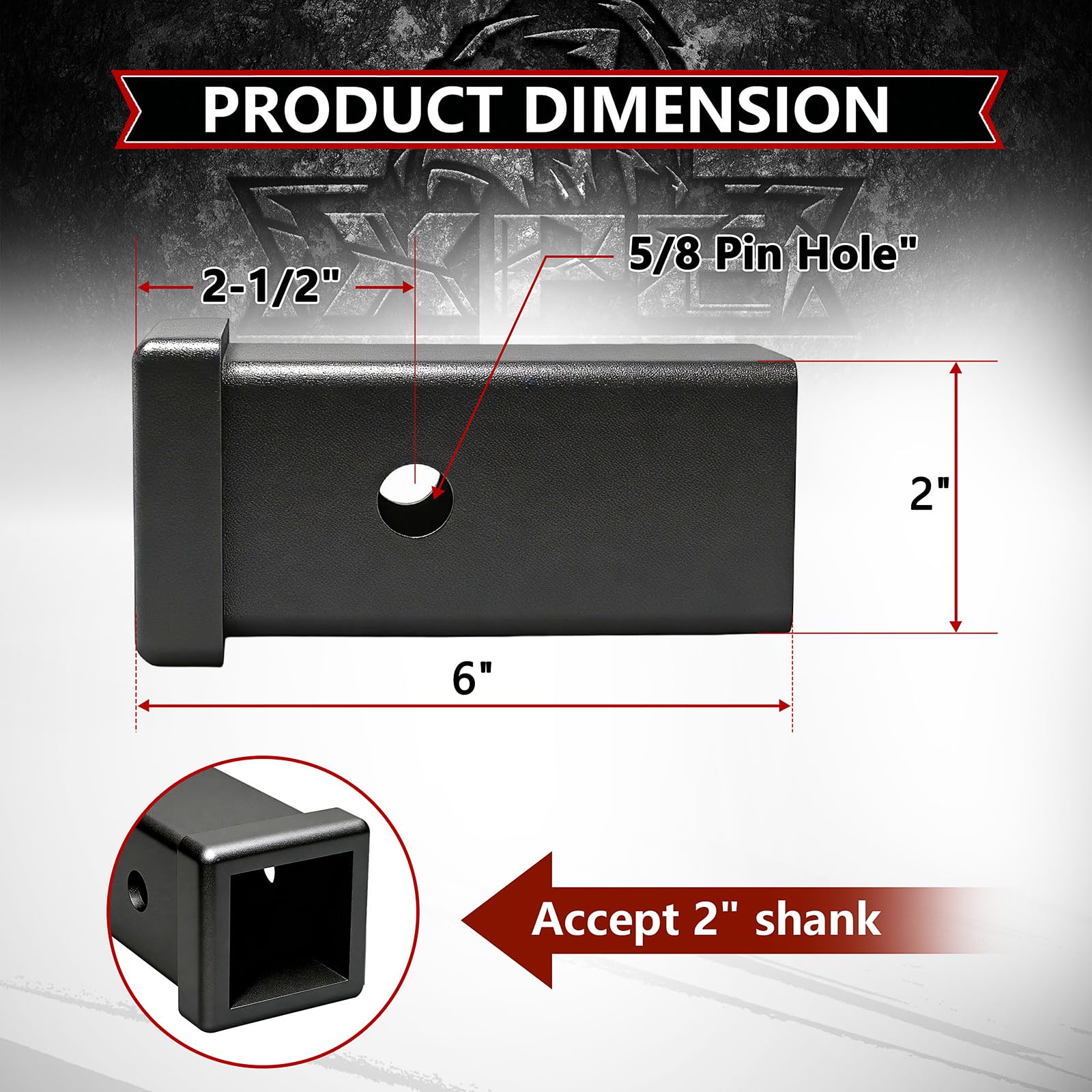 XPE 2x2 receiver opening for secure hitch integration.