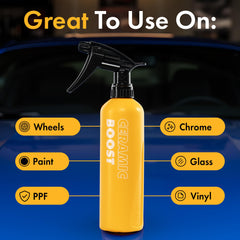 Spray action on vehicle demonstrates fast, slick coating with XPEL Ceramic Boost.