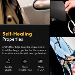 Clear XPEL film applied to a car door edge showing near invisibility