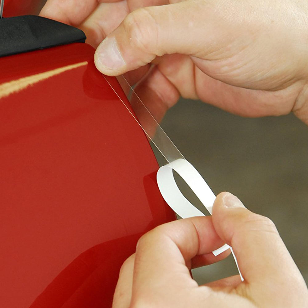 XPEL Door Edge Guard close-up on adhesive and clear wrap.